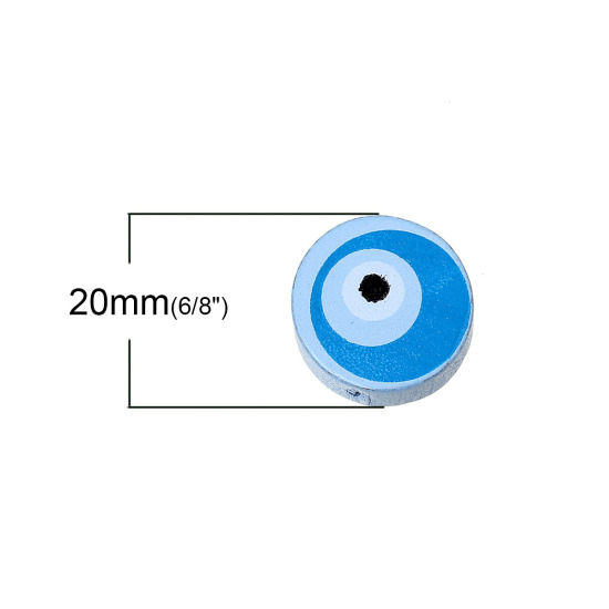 Image de Perles en Bois Naturel d'Erable Rond Couleur au Hasard Yeux 20mm Dia, Taille de Trou: 2.5mm - 2.1mm, 50 Pcs