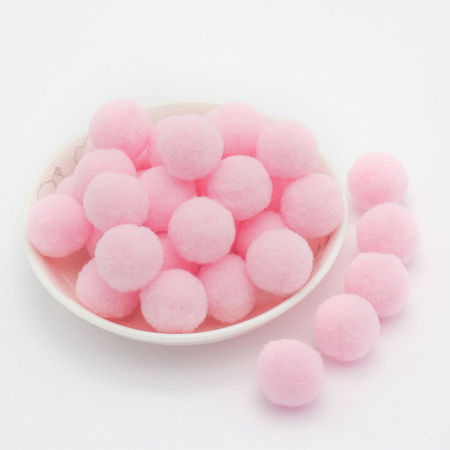Bild von Terylen Pompon Bommel Hellrosa Rund 8mm Dia., 1 Packung （ 500 Stück/Paket)
