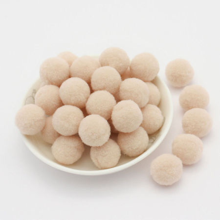 Bild von Terylen Pompon Bommel Aprikosenfarbe Beige Rund 10mm Dia., 1 Packung （ 288 Stück/Paket)