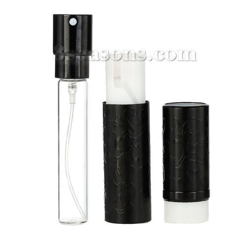 Image de 10ml Flacon Pulvérisateur de Parfum Vide Noir Rotatif Fleurs 10.5cm x 2.3cm, 1 Pièce