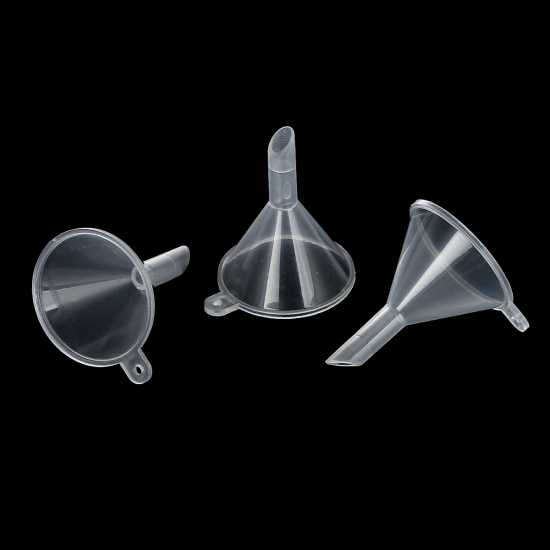 Picture of Polypropylene Make Up Mini Liquid Perfume Funnel Cosmetic Transparent 39mm(1 4/8") x 37mm(1 4/8"), 10 PCs