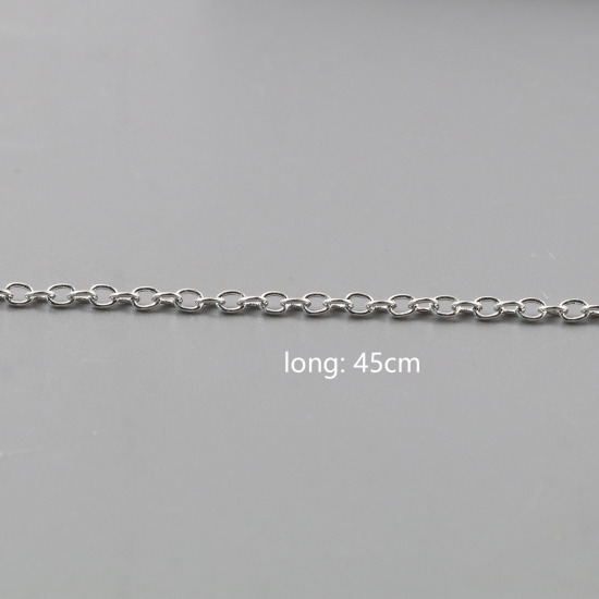 Image de Colliers de Chaînes en Cuivre+Alliage de Fer Argenté Chaîne Maille Forçat 45cm long, 1 Paquet ( 12 Pcs/Paquet)