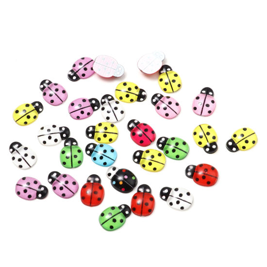 Picture of Resin Insect Dome Seals Cabochon Ladybug Animal At Random Color Dot Pattern 13mm x 9mm, 50 PCs