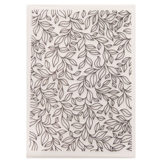 Picture of Plastic Embossing Folders Template Rectangle Black Leaf Pattern 14.5cm x 10.5cm, 1 Piece