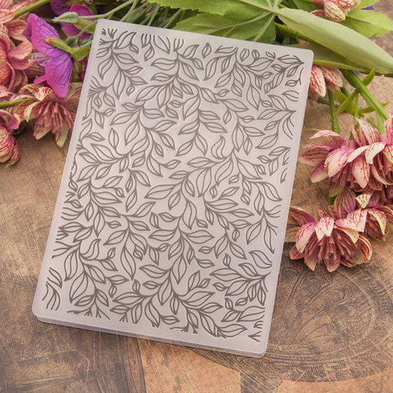 Picture of Plastic Embossing Folders Template Rectangle Black Leaf Pattern 14.5cm x 10.5cm, 1 Piece