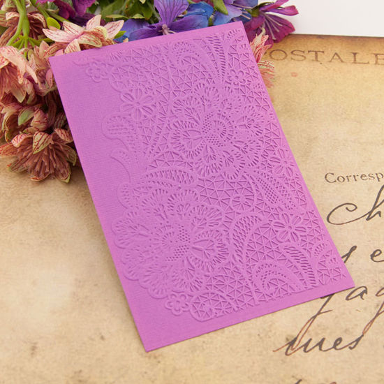 Picture of Plastic Embossing Folders Template Rectangle Black Flower Pattern 14.8cm x 10.5cm, 1 Piece