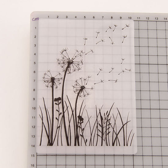 Picture of Plastic Embossing Folders Template Rectangle Black Dandelion Pattern 14.8cm x 10.5cm, 1 Piece