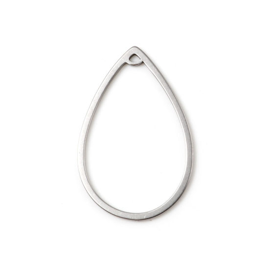 Immagine di Acciaio Inossidabile Ciondoli Goccia Tono Argento Filigrana 33mm x 21mm, 5 Pz