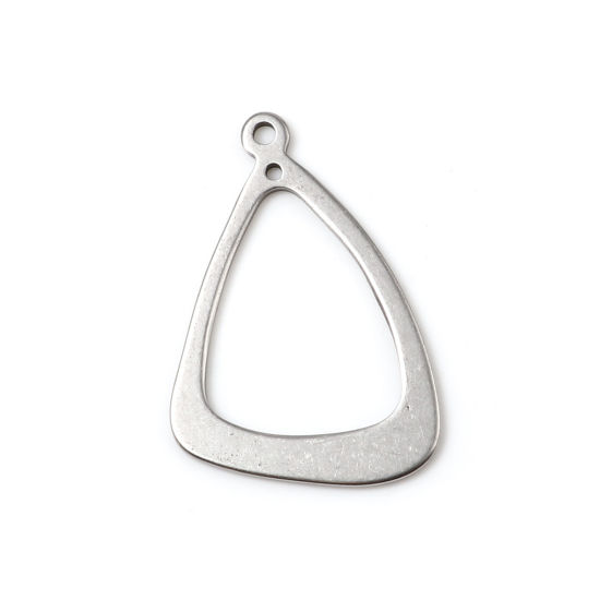 Immagine di Acciaio Inossidabile Connettore Triangolo Tono Argento Filigrana 33mm x 22mm, 5 Pz