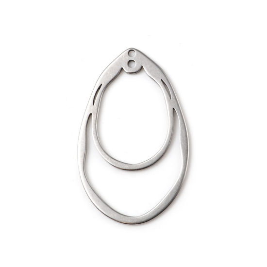 Immagine di Acciaio Inossidabile Connettore Goccia Tono Argento Filigrana 35mm x 22mm, 5 Pz