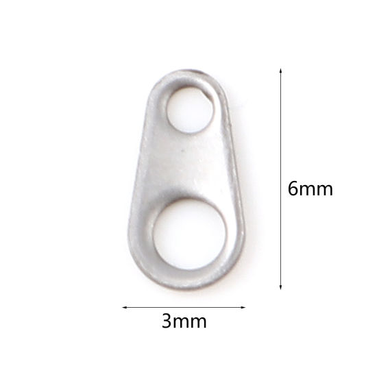 Picture of Stainless Steel Tail Drop For Jewelry Necklace Bracelet Silver Tone Drop 6mm x 3mm, 200 PCs