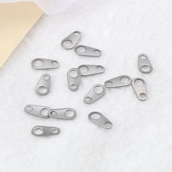 Picture of Stainless Steel Tail Drop For Jewelry Necklace Bracelet Silver Tone Drop 6mm x 3mm, 200 PCs