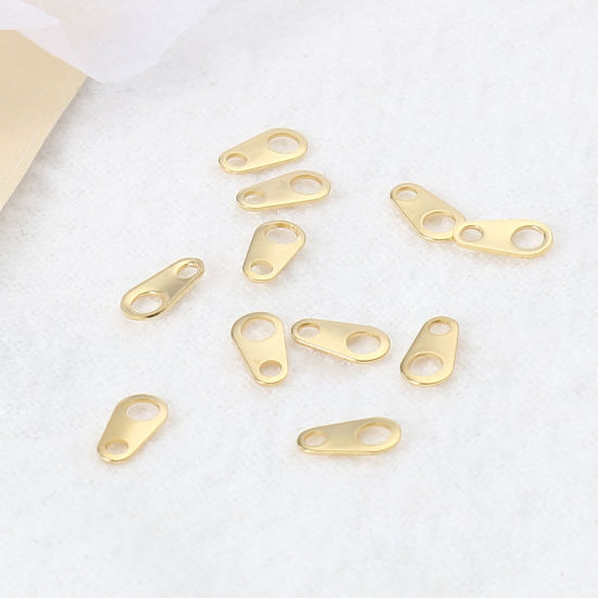 Picture of Stainless Steel Tail Drop For Jewelry Necklace Bracelet Gold Plated Drop 6mm x 3mm, 100 PCs