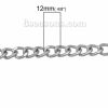 Picture of Iron Based Alloy Open Link Curb Chain Findings Silver Tone 12x9mm(4/8"x3/8"), 1 M