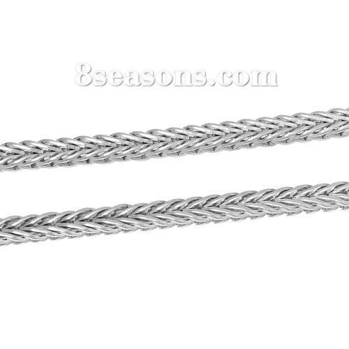 Picture of Iron Based Alloy Foxtail Chain Findings Silver Tone 2.2x2mm( 1/8"x1/8"), 2 M