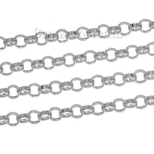 Picture of Iron Based Alloy Rolo Chain Findings Silver Tone 8mm(3/8") Dia, 2 M