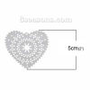 Image de Pendentifs Estampe en Filigrane Creux en 304 Acier Inoxydable Cœur Fleurs Gravé Argent Mat 50mm x 48mm, 10 Pcs