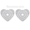 Image de Pendentifs Estampe en Filigrane Creux en 304 Acier Inoxydable Cœur Fleurs Gravé Argent Mat 50mm x 48mm, 10 Pcs
