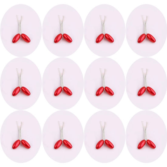 Picture of Red - ABS Imitation Pearls Oval Scarf Clip 3.5cm long, 12 PCs