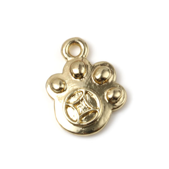 Immagine di Lega di Zinco Memoriale dell'animale Charms Zampa Oro Placcato 16mm x 13mm , 30 Pz