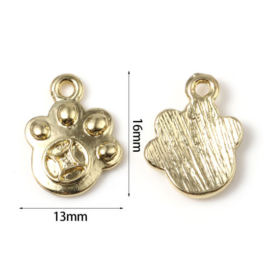 Immagine di Lega di Zinco Memoriale dell'animale Charms Zampa Oro Placcato 16mm x 13mm , 30 Pz