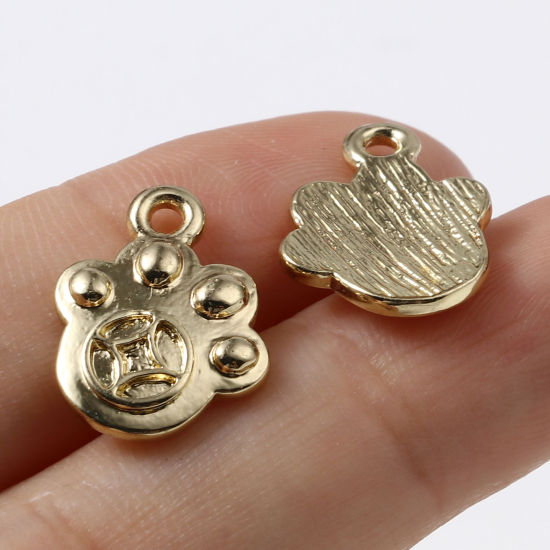 Immagine di Lega di Zinco Memoriale dell'animale Charms Zampa Oro Placcato 16mm x 13mm , 30 Pz