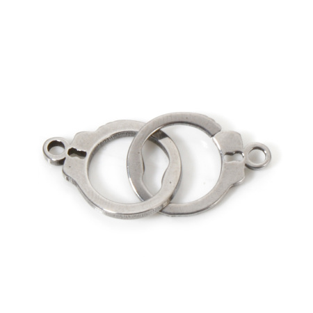 Stainless Steel Connectors Handcuffs Silver Tone 28mm x 12mm, 5 Sets