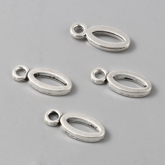 Immagine di Lega di Zinco Charms Numero Argento Antico Lettere " 0 " 16mm x 7mm , 20 Pz
