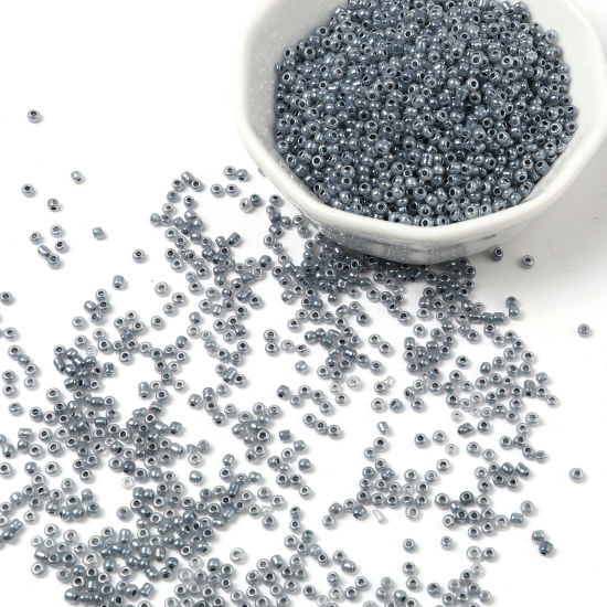 Picture of Glass Cream Seed Beads Round Silver-gray About 2mm Dia., Hole: Approx 0.7mm, 1 Packet ( 28000 PCs/Packet)