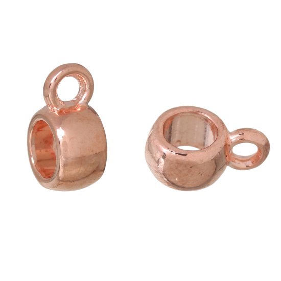 Bild von Zinklegierung Kaution Perlen Rund Rosegold 10mm x 7mm, 100 Stück