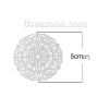 Picture of 304 Stainless Steel Filigree Stamping Embellishments Findings, Flower Silver Tone, Hollow Carved 50mm(2") x 50mm(2"), 10 PCs