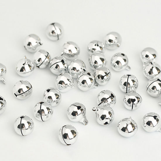 Picture of Brass Charms Silver Tone Christmas Jingle Bell 8mm, 100 PCs                                                                                                                                                                                                   