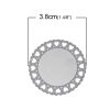 Picture of 304 Stainless Steel Filigree Stamping Embellishments Findings, Round Silver Tone, Hollow Heart Carved 3.8cm(1 4/8") Dia, 10 PCs