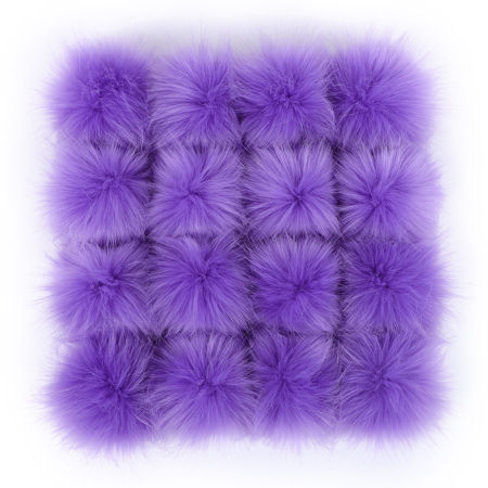 Bild von Kunstfaser Pompon Bommel Violett Rund Fake-Fuchspelz 8cm Dia., 6 Stück