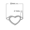 Picture of Stainless Steel Connectors Findings Heart Silver Tone Hollow 22mm( 7/8") x 14mm( 4/8"), 10 PCs