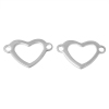 Picture of Stainless Steel Connectors Findings Heart Silver Tone Hollow 22mm( 7/8") x 14mm( 4/8"), 10 PCs