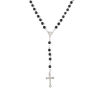 Picture of 1 Piece Prayer Beads Rosary Necklace Silver Tone Black Cross 80cm(31 4/8") long