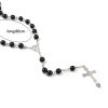 Picture of 1 Piece Prayer Beads Rosary Necklace Silver Tone Black Cross 80cm(31 4/8") long