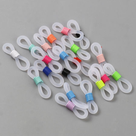 Silicone Mask Chain Glasses Chain Connectors At Random Color Mixed Infinity Symbol 21mm x 6mm, 50 PCs