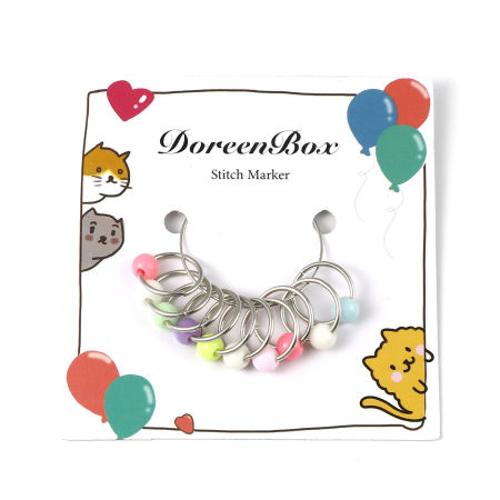(doreenbox)Zinc Based Alloy Knitting Stitch Markers Circle Ring At Random Mixed 16mm x 14mm, 1 Set ( 10 PCs/Set)