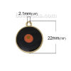 Picture of Zinc Based Alloy Charms Round Matt Gold At Random Mixed Enamel Evil Eye Pattern 22mm( 7/8") x 19mm( 6/8"), 5 PCs