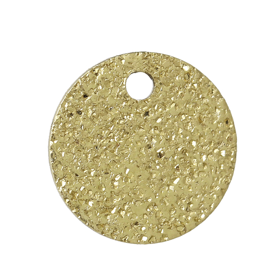 Picture of Brass Charms Round Brass Color Diamond Cut Sparkledust 8mm( 3/8") Dia, 50 PCs                                                                                                                                                                                 