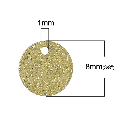 Picture of Brass Charms Round Brass Color Diamond Cut Sparkledust 8mm( 3/8") Dia, 50 PCs                                                                                                                                                                                 