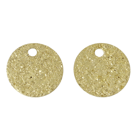 Picture of Brass Charms Round Brass Color Diamond Cut Sparkledust 8mm( 3/8") Dia, 50 PCs                                                                                                                                                                                 