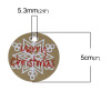 Picture of Paper Label Tags Round Coffee Christmas Snowflake Message " Merry Christmas " 5cm(2") Dia., 1 Set (Approx 50 PCs/Package)