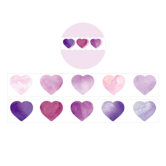 Picture of Purple - 4# Japanese Paper Washi Tape Heart DIY Scrapbook Stickers 1.8x1.8cm, 1 Roll