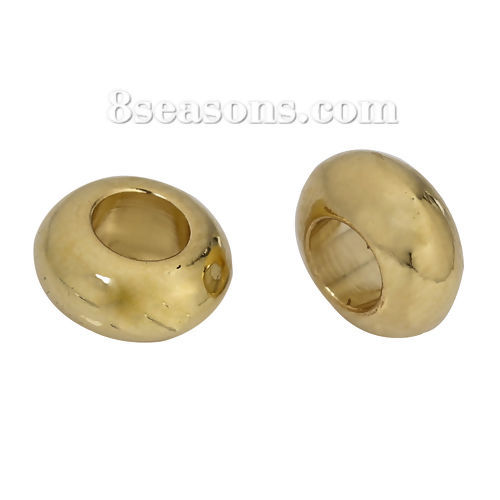 Picture of Brass Spacer Beads For DIY Jewelry Making 18K Gold Color Abacus 6mm Dia., Hole: Approx 2.9mm, 20 PCs