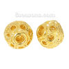 Picture of Brass Spacer Beads For DIY Charm Jewelry Making 18K Gold Color Ball Circle Hollow 9mm Dia., Hole: Approx 2.3mm, 5 PCs                                                                                                                                         