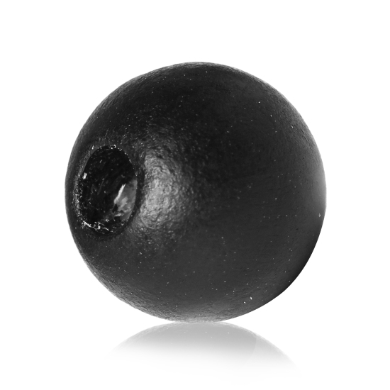 Picture of Hinoki Wood Spacer Beads Round Black About 10mm x 9mm, Hole: Approx 2.8mm, 300 PCs