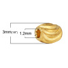 Picture of Brass Spacer Beads Barrel Gold Plated Stripe Carved About 4mm( 1/8") x 3mm( 1/8"), Hole:Approx 1.2mm, 50 PCs                                                                                                                                                  